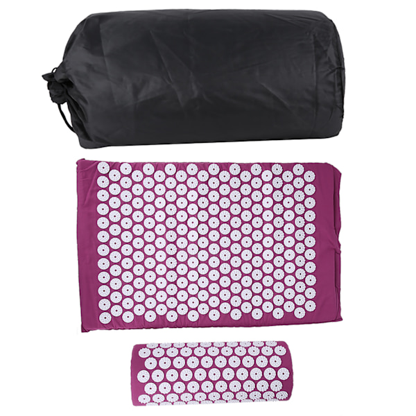 Akupressurmatta Set Akupunkturmassage Yoga Pad Mat Smärtlindring med bärväska Lila