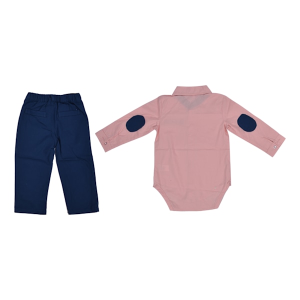 Baby Boy Gentleman Outfit Children Fashionable Exquisite Shirt Suspender Pants Suit Set for PartyPink 70cm