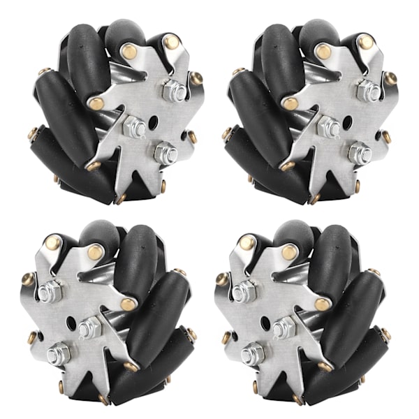 4 kpl 48mm kestävää terästä Mecanum-pyöräsarja, vasemman ja oikeanpuoleiset pyörät robottiautoon 14209