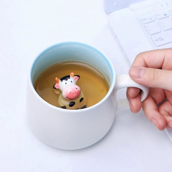 Kaffemugg Tecknad Djur Keramisk Kopp Jul Födelsedagspresent för Barn Pojkar Flickor Ko