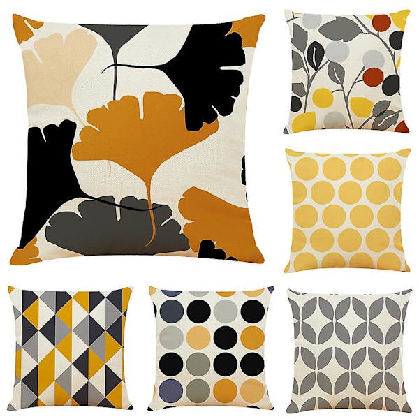 Et sett med 6 putetrekk 45 x 45 cm Dekorative putetrekk for sofa stue soverom stol hjem dekorasjon