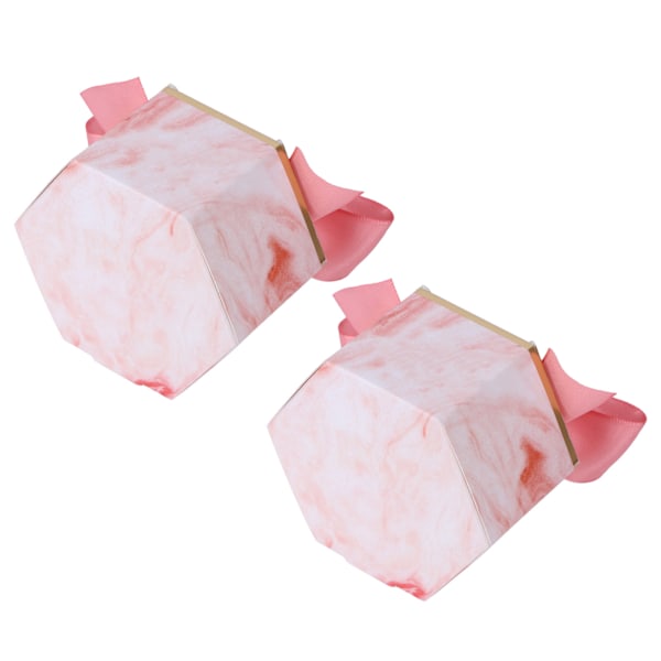 25 Set Hexagonala Godisaskar Chokladkakor Askar för Bröllopsfest Tillbehör (Rosa Ros Rosa Band)
