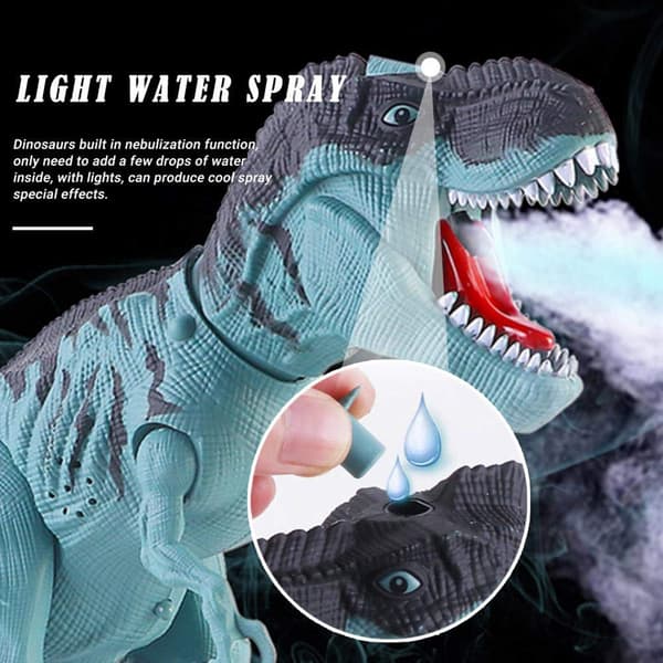 Elektronisk gående dinosaur med projeksjon, spraytåke og eggleggende dinosaurleke