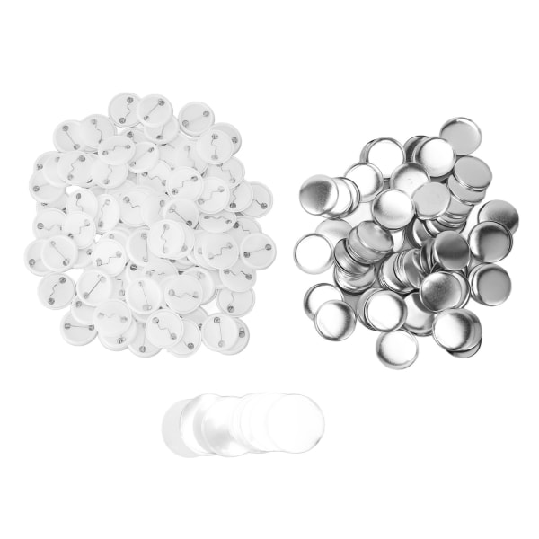 100 sett Pin Back Button Parts Rund Form Metall Back Pin DIY Blank Button Badge Delesett for klesryggsekker 25mm/1.0in