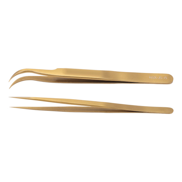 Pinsettsats i aluminiumlegering, böjd rak huvud, antimagnetisk precisionspinsett för PCB-lödning, guld