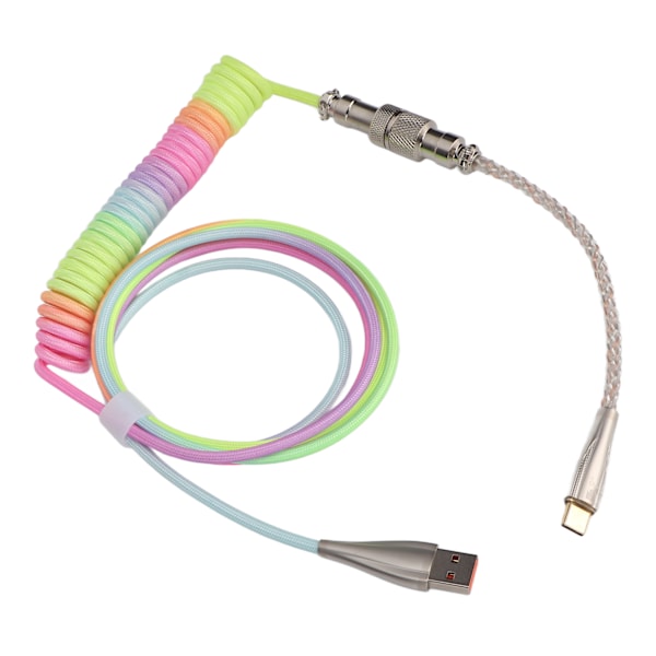 Speltangentbord Kabel Gradient Färg RGB Luminous Anpassad Mekanisk Tangentbord Retractable USB C Spiralfjäder Kabel Typ 2