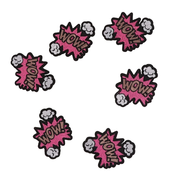 6 stk. strygejern på patches pink WOW mønster DIY dekorative syning stof patches til jean hat taske jakke skjorte