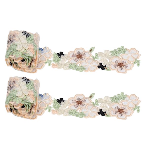 2 st 3D blomma spetskant 2yd lång 2,6 tum bred retrostil blomdesign Organza spetskant för klänning gördel kläder