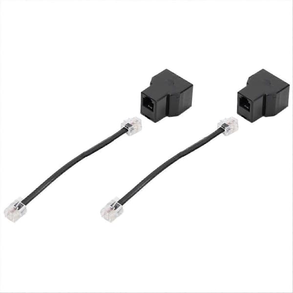 2 stk RJ11 Telefonkabelsplitter 15 cm Kabel 6P4C 2 Porter Telefonkabelsplitteradapter black