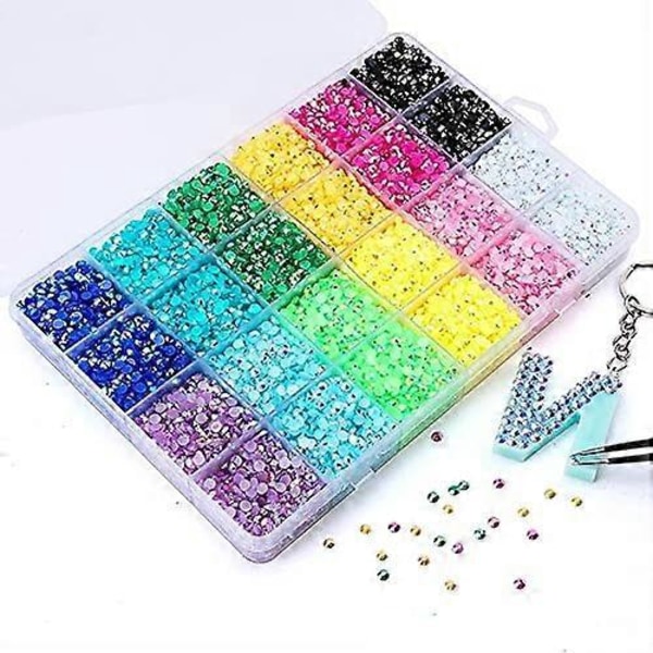 19200 st/låda nagelkonst strass 12 färger runda ädelstenar nageldekoration glitter kristallsten