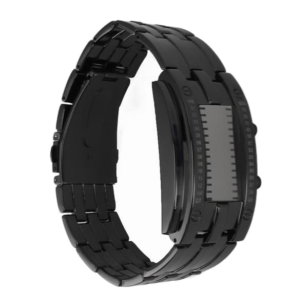 Dual Line Binary Watch Digital Blue LED Alloy Binary Mote Armbåndsur for Studenter Par Svart