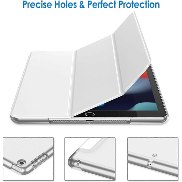 Etui til iPad 10.2 tommer (2021/2020/2019 model, 9./8./7. generation), Cover etui med automatisk sleep/wake (Hvid)