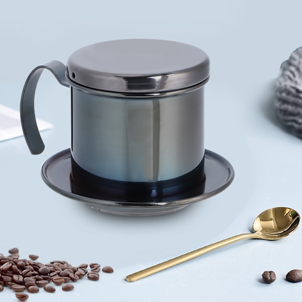 Bærbar dryp kaffemaskine i rustfrit stål til hjem, køkken, kontor og udendørs brug - Sort