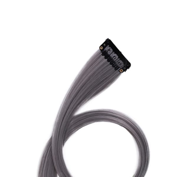 Lysegrå Rett Clip-on Hårextensions for Cosplay-fest, 55 cm Fargede Striper
