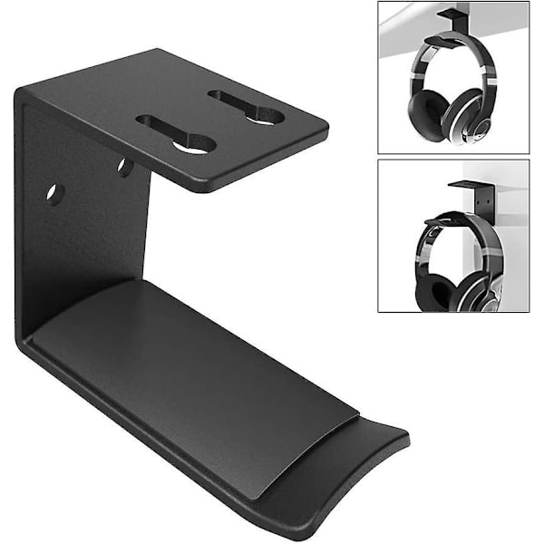 Elegant sort metalhovedtelefonstativ med universelle kroge - Perfekt skrivebordshovedtelefonholder
