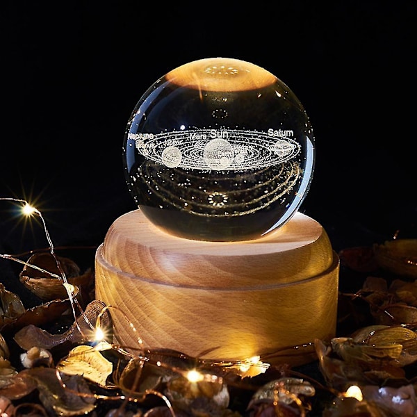 Speldosa 3D Kristall Speldosor, Självlysande Roterande Boll Musiklåda