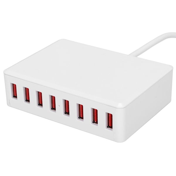 2.4A 40W 8 porter USB-lader bærbar USB-skrivebords smart ladestasjon for telefoner nettbrett UK-plugg 100-240V