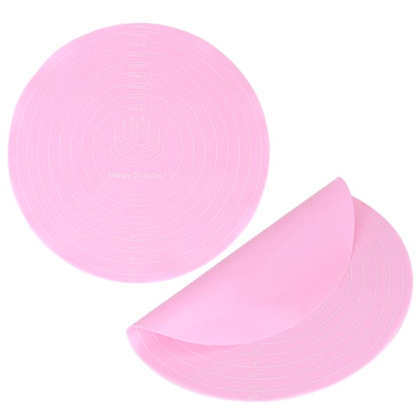 2 STK Non-Stick Rund Silikon Deigrullematte Bakeunderlag Arkforing for Kakefatstativ