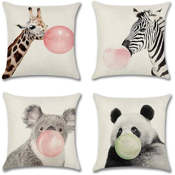 4-pakkaus Animal Gum case - polyesteri- ja pellavasohva auton kodin sisustukseen tyynynpäälliset 45 x 45 cm