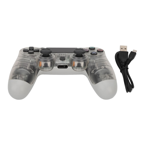 Remote Joystick Gamepad Sensitive Buttons Real Vibration Prevent Slipping Wireless Game Controller for Computer Phones Transparent Grey