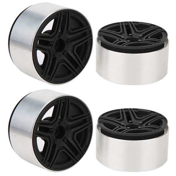 4 st 2,2 tum aluminiumlegering navhjulsuppgraderingsdelar passar för SCX10 III/TRX4/G500 1/10 RC-bil Noir