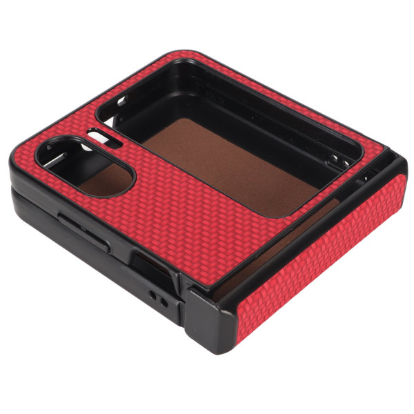 Phone case för OPPO Find N2 Flip Carbon Fiber Texture Fold Mobiltelefon Case Röd