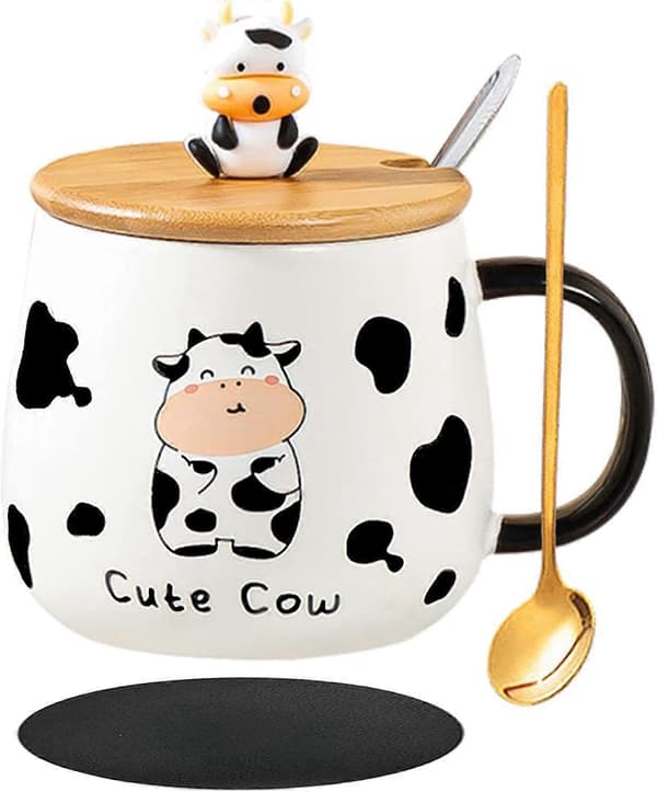 2025 Ny Ko-mugg kaffemugg ko-gåva 400ml keramisk te-mugg