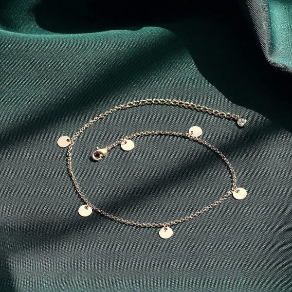 Ankelarmbånd i rustfritt stål for kvinner med 18k gull-, sølv- eller rosegullbelegg