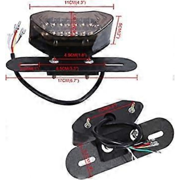 12V Motorcykel Integreret Bremse Baglygte Blinklys Nummerpladebeslag LED Universal Motorcykel Baglygte (Sort Beslag Røget Dæksel)