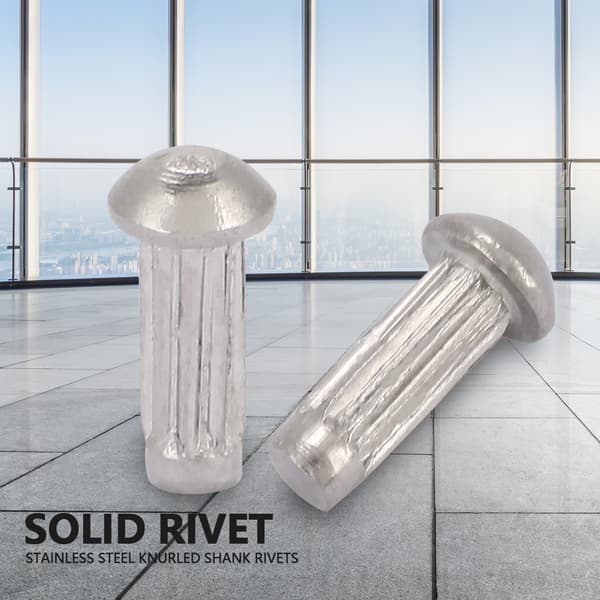 100 stk. M2 Rustfrit Stål Rundhoved Riflet Skaft Solid Nitter Sortimentssæt (M2*6)