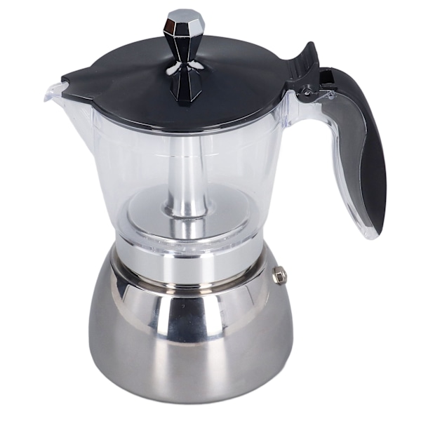Komfur Kaffemaskine 6 Kopper Moka Pot Klar ABS Top Rustfrit Stål Kaffemaskine Til Hjemmet Kontor