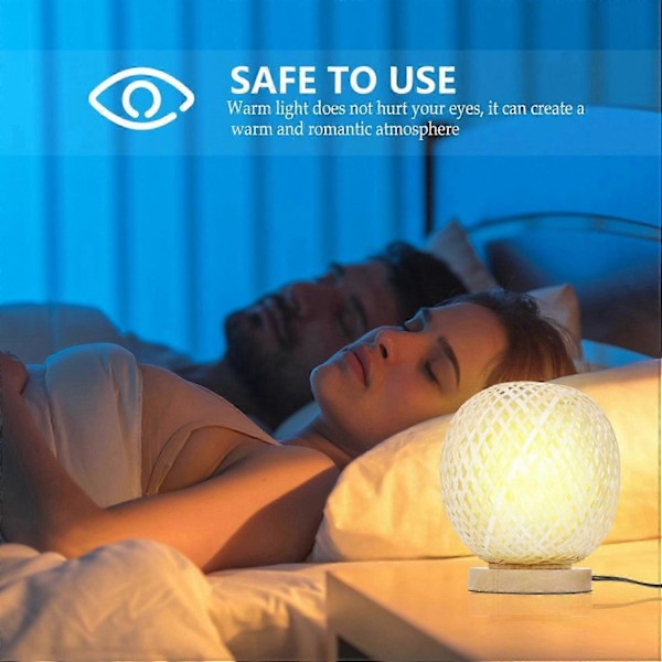 Bambus Rattan Bordlampe Japansk Stil Sengelampe Skrivebordslampe Soveværelse DIY Dekoration EU Stik