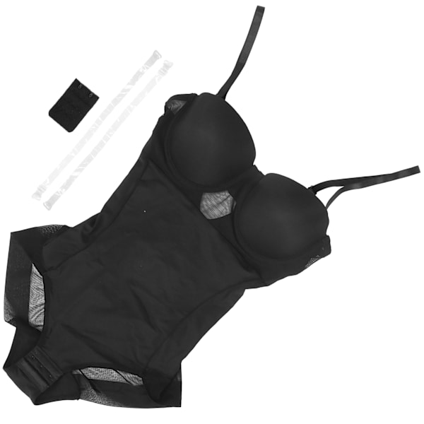 Body Shaping Kvinder Shapewear med BH Slankende Justerbar skulderrem Bodysuit til hele kroppen (Sort)L(36C)