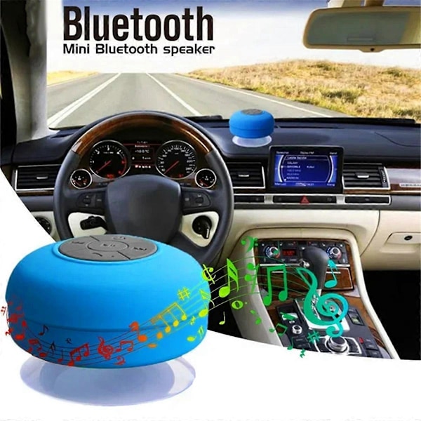 Trådlös Bluetooth-högtalare för badrum med sugpropp, blå