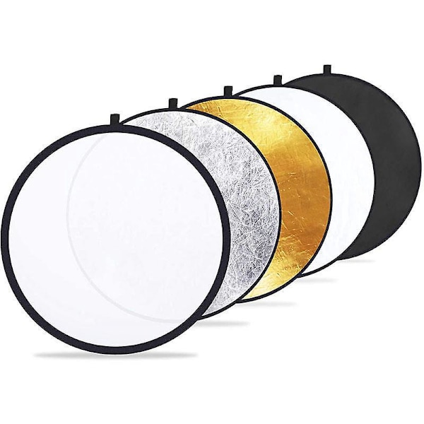 Studiolys Reflektor/Diffuser: 43 Tommer/110 Centimeter, 5-i-1 Sammenleggbar Multi-Disk Sett med Veske (Gjennomsiktig, Sølv, Gull, Hvit, Svart)