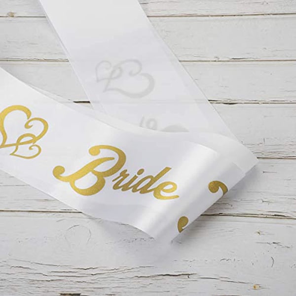 Bride To Be Satin Sash og Bryllupsslørsett for Brudedusj og Hønseselskapstilbehør