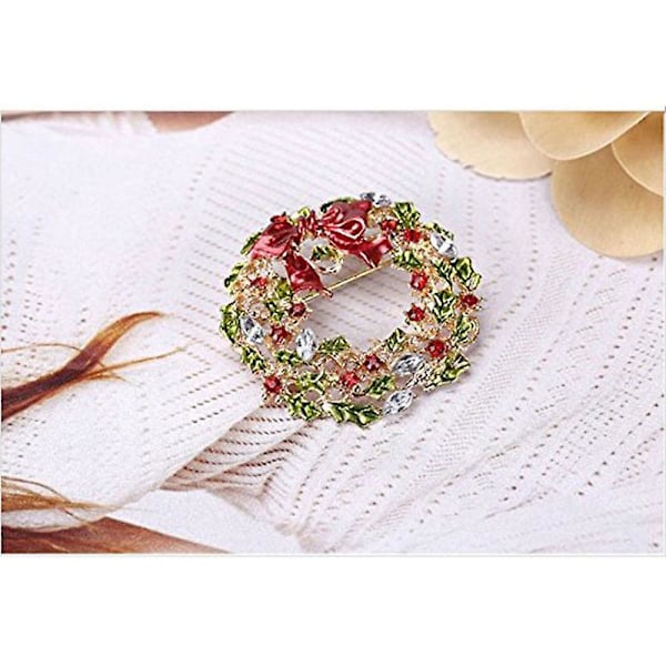Farverig Rhinestone Guirlande Formet Guirlande Julebroche Nål Gylden Julefest Gave