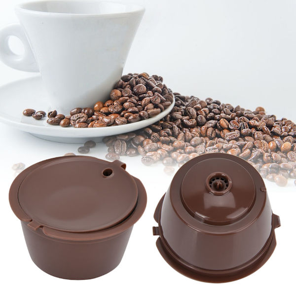 Återanvändbara påfyllningsbara pod set med skedborste (2 kaffekapslar)