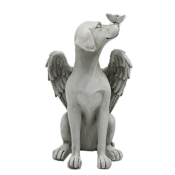 Hundeengel PET Minnesmerke, Gravstein Minnestatue, 20*11*11cm, Polyester, Steinfinish