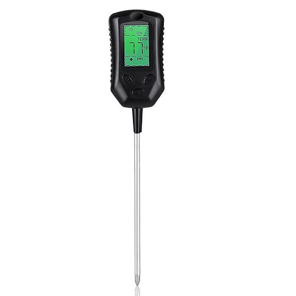 4 i 1 Digital Jordfugtighedsmåler Plantetemperatur pH Solintensitet Luftfugtighed LCD Display Jordtestværktøj