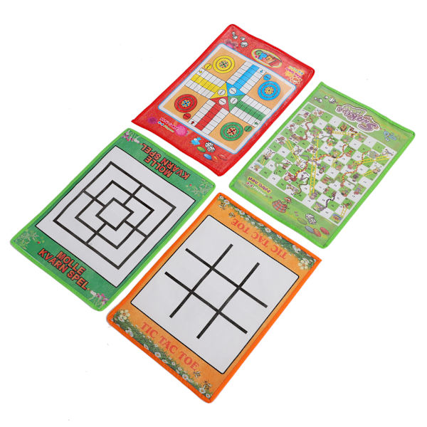 Snake and Ladder Kids Nio Män Morris Portable Flygande Schack Ludobräde för familjespel 4 i 1 set