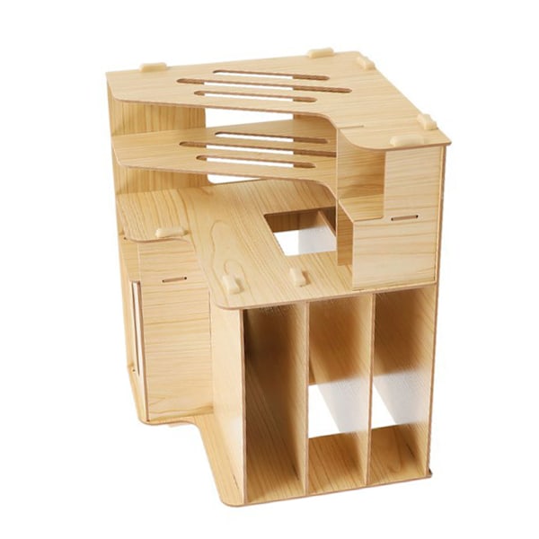 Skrivebordsarrangør Multipurpose Modern Simple Style Træ Skrivebordsopbevaring Hylde til Hjem Skole Kontor Hvid Ahorn