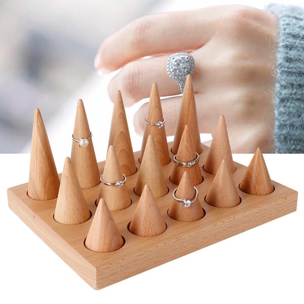 Tre 15 fingre display ringholder utstillingsstativ smykker ringer arrangør