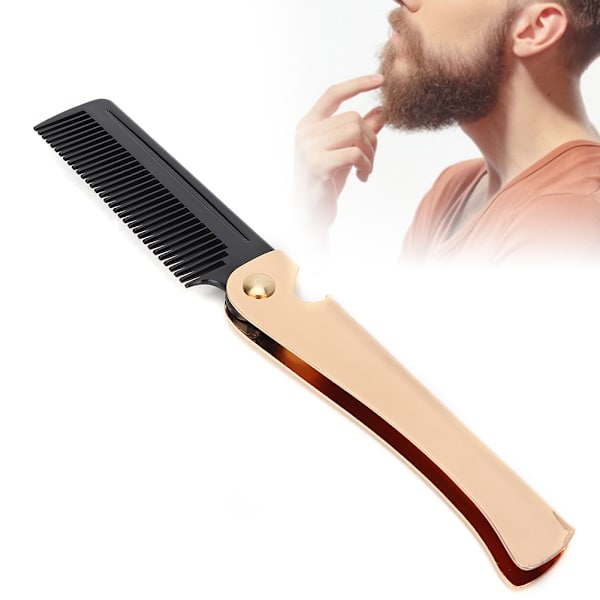 Rostfritt stål Skägg Mustasch Styling Kam Vikbar fickkam Unisex Anti-trassel Antistatisk skäggkam Skäggkam