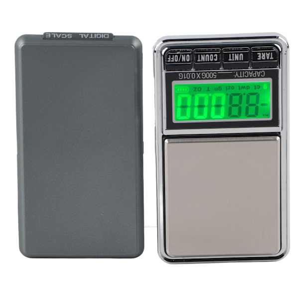 Elektronisk smyckesvåg fickdigitala karatvågar med grön bakgrundsbelyst LCD-display 0,01/500G
