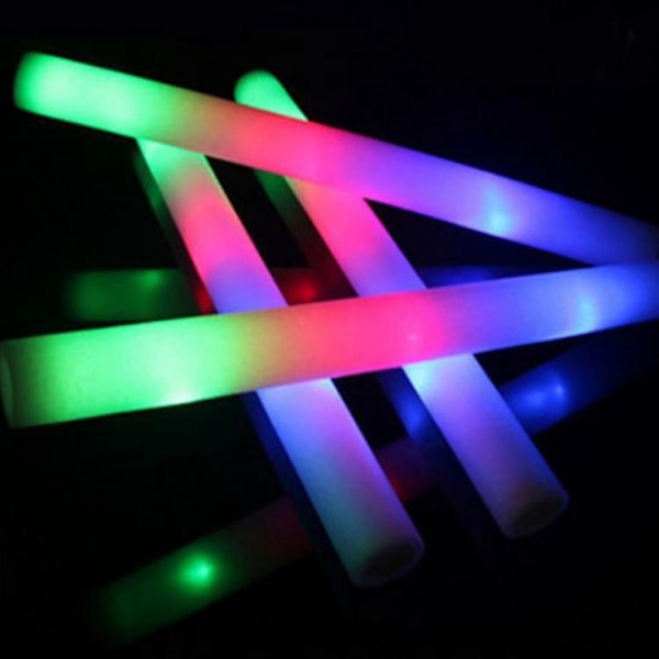 LED-skumstavar i bulk, 10 st färgglada blinkande glowsticks för fester, bröllop, rave, konserter, camping