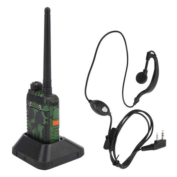 Bärbar Walkie Talkies Set Handhållen LCD-display Walky Talky med Hörlurar 100‑240VGrön EU-kontakt 100‑240V