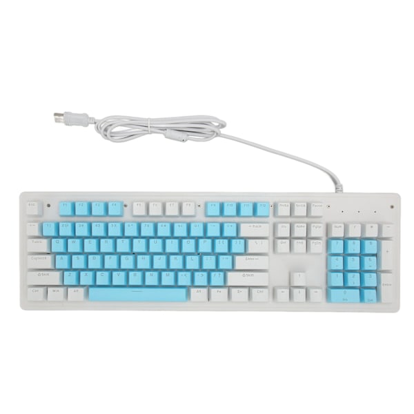 Gaming tastatur USB 104 taster mekanisk switch RGB baggrundsbelyst 4,9ft kabel kablet tastatur til stationær bærbar computer rød switch (blå hvide taster)