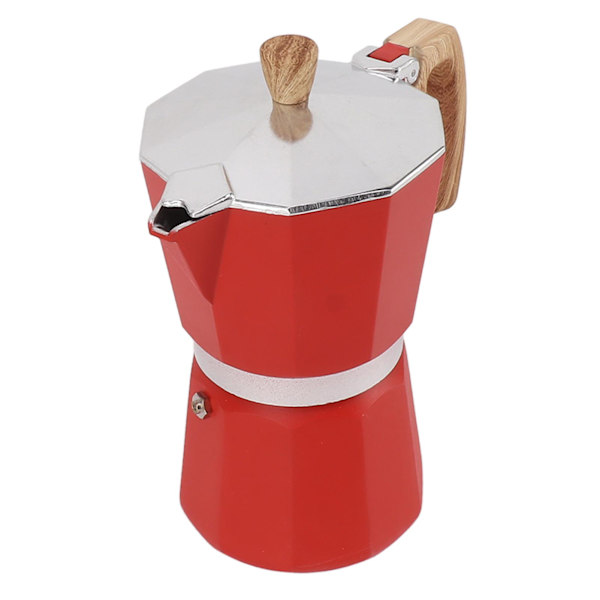 Moka-kahvinkeitin, alumiiniseos, nopea lämmitys, mukava kahva, kahdeksankulmainen kahvinkeitin, kaasu-, sähkö- ja liesitasolle, keittiö, punainen, 300 ml