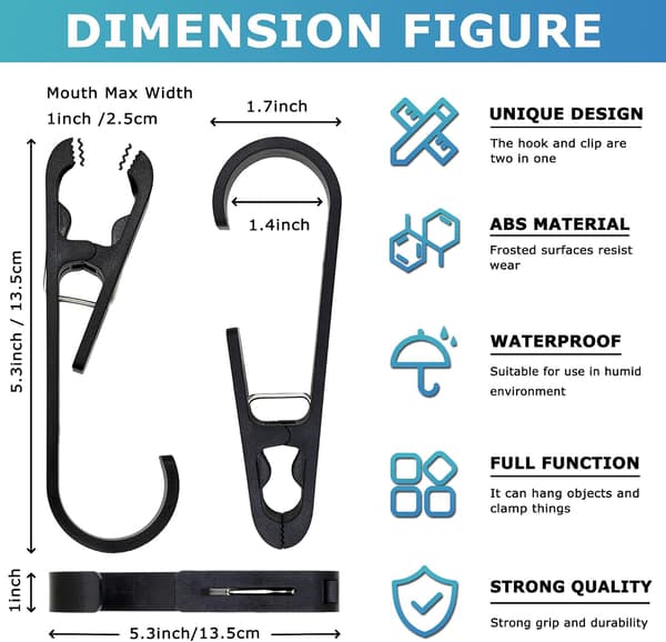 White Laundry Hooks with Clips, Hangers, Wardrobe Organizer, Clamps, Socks, Boots, Bras, Towels for Bathroom, Wardrobe, Kitchen, Office, 4 Pcs
